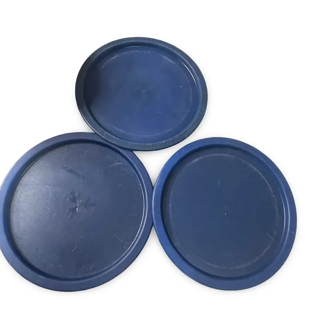 Tupperware One Touch Canister C Set of 3 2709A White Blue Lid 2419A Stackable
